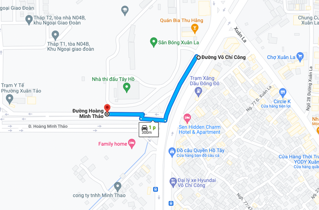 Bản đồ Google Maps minh họa nút giao và các hướng đi tại khu vực đường Võ Chí Công