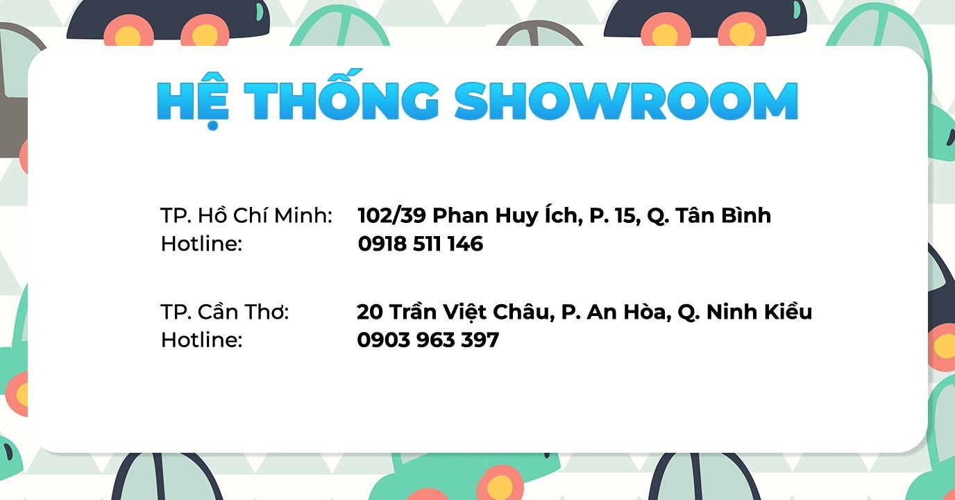 Showroom Baby Plaza trưng bày xe chòi chân ô tô