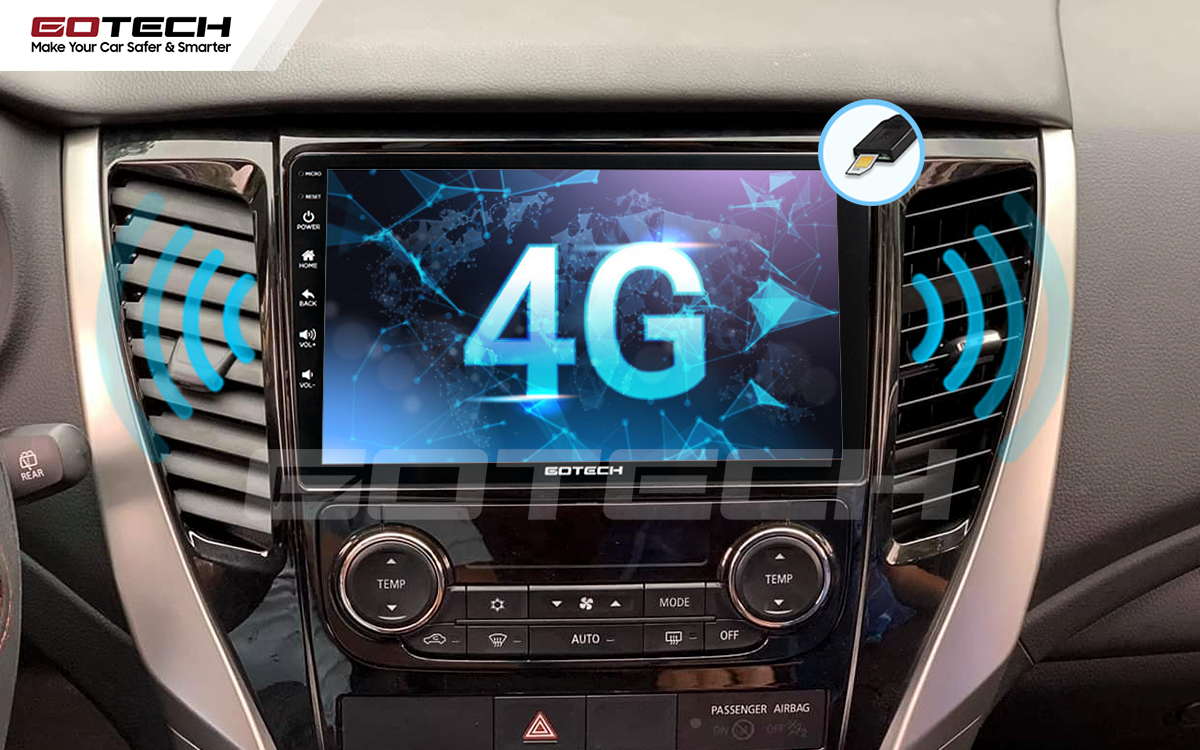 Khe cắm sim 4G trên màn hình ô tô cho Pajero Sport