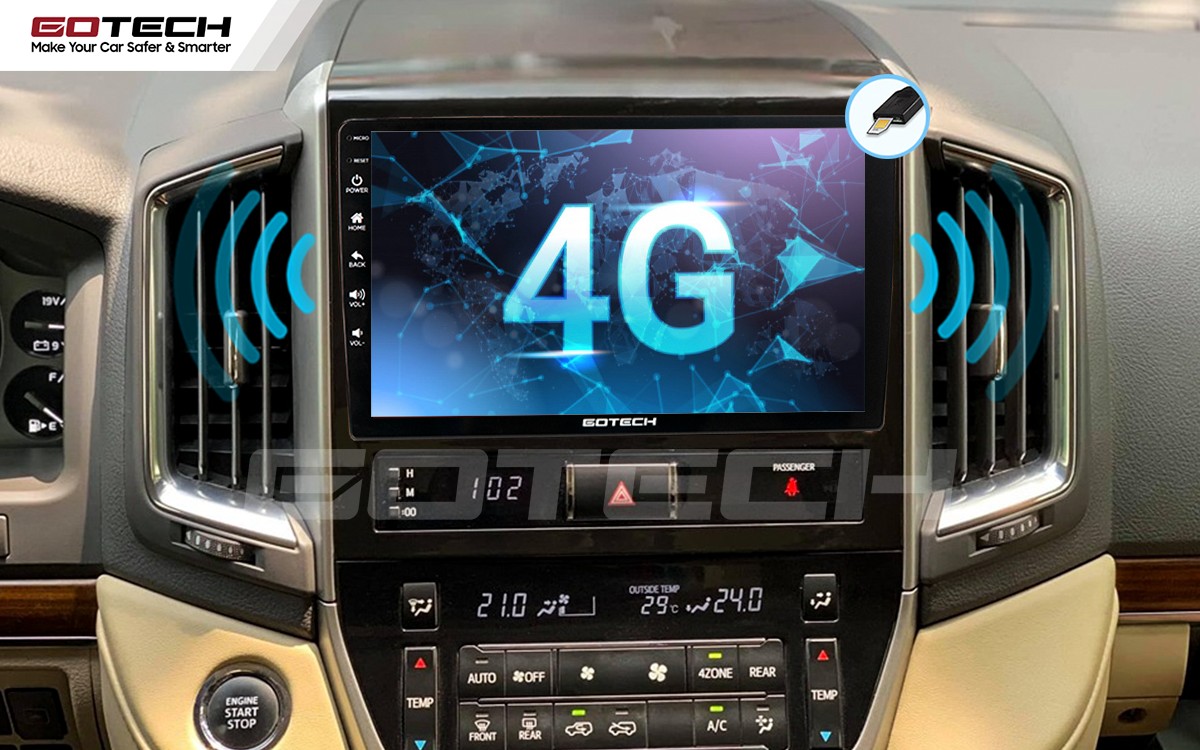 Kết nối internet 4G trực tiếp trên màn hình ô tô GOTECH Land Cruiser