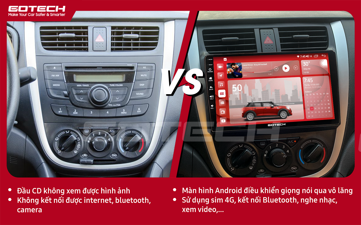 Nội thất xe ô tô Suzuki Celerio trước và sau khi nâng cấp màn hình