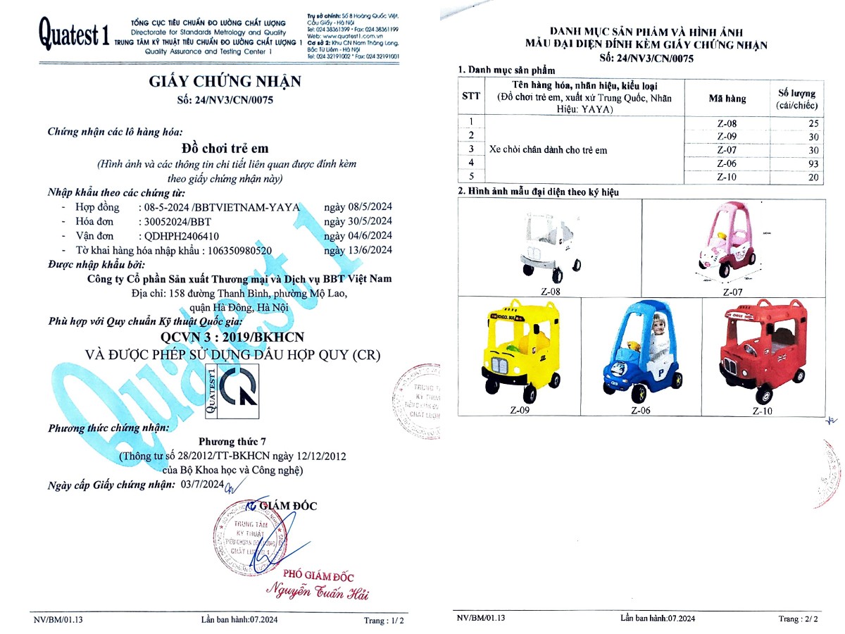 Chứng nhận kiểm định chất lượng đồ chơi trẻ em