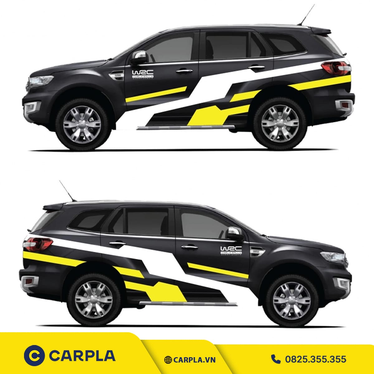 Tem dán sườn xe ô tô 7 chỗ với họa tiết carbon
