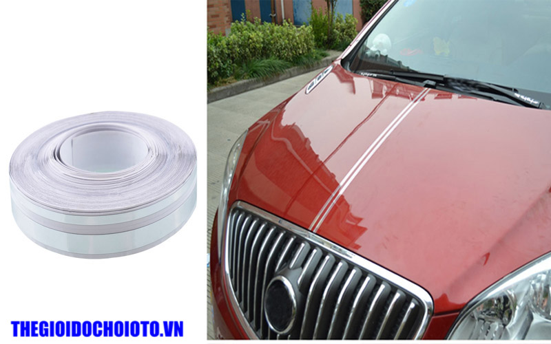 Cuộn decal chỉ viền màu trắng trang trí ngoại thất ô tô trên bề mặt xe