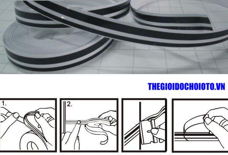 Cuộn decal chỉ viền màu trang trí thân xe ô tô