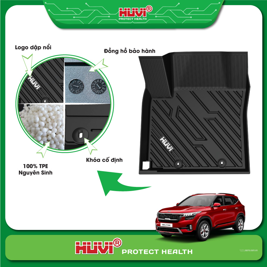 Cận cảnh chất liệu TPE của thảm lót sàn xe ô tô Kia Seltos Cận cảnh chất liệu TPE của thảm lót sàn xe ô tô Kia Seltos