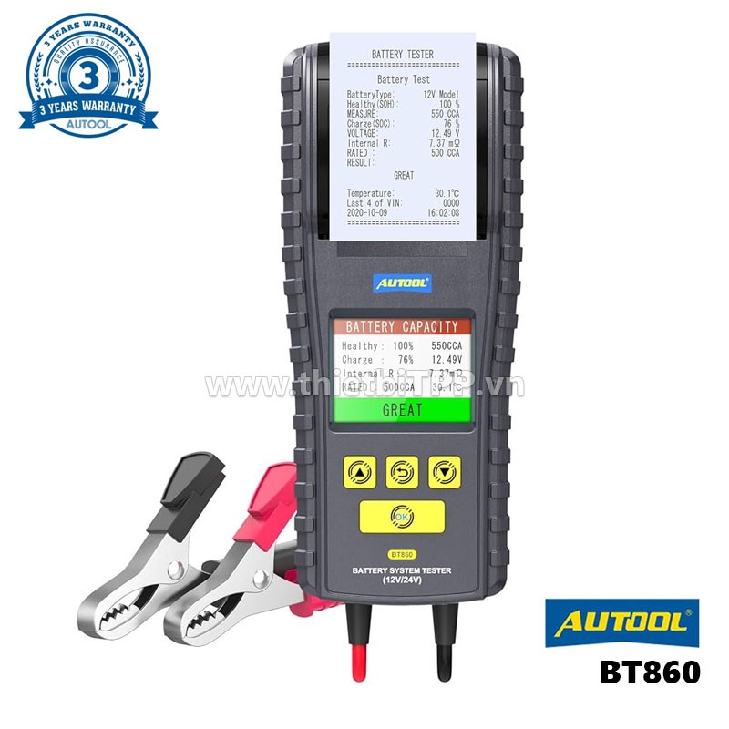 Thiết bị kiểm tra ắc quy Autool BT860 dùng trong quy trình kiểm tra kỹ thuật xe ô tô