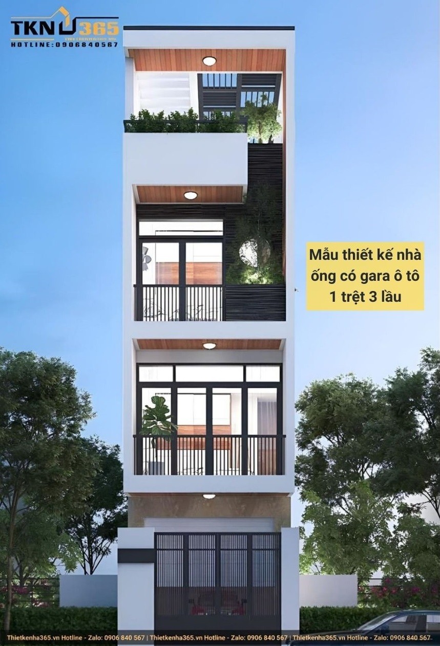 Mặt tiền nhà ống 1 trệt 3 lầu có gara để xe được nhiều gia chủ ưa chuộng