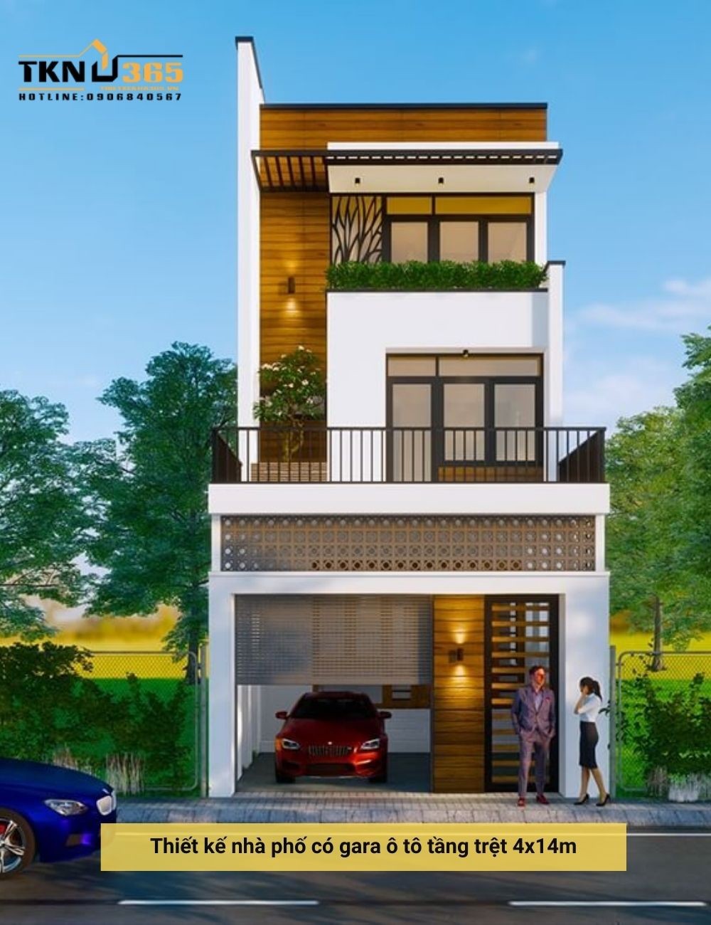 Mẫu nhà phố 4x14m có gara xe ô tô tầng trệt phù hợp gia đình đông thành viên