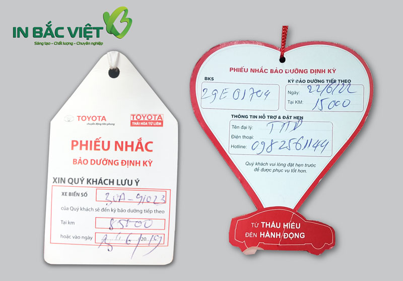 Mẫu thiết kế phiếu nhắc bảo dưỡng xe ô tô