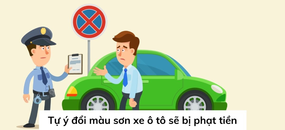 Cán bộ cảnh sát giao thông kiểm tra xe ô tô