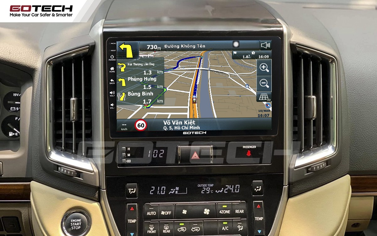 Màn hình ô tô GOTECH Land Cruiser tích hợp các bản đồ dẫn đường thông minh (Vietmap, Google Maps)