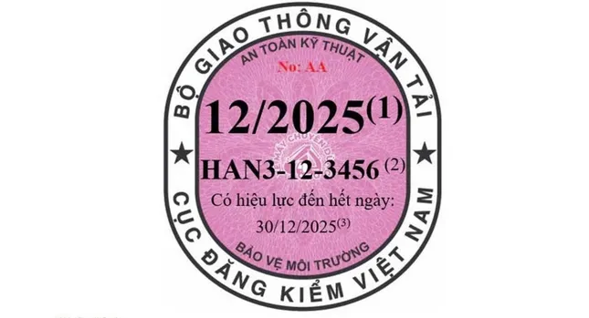 Tem đăng kiểm màu tím hồng cho xe máy chuyên dùng