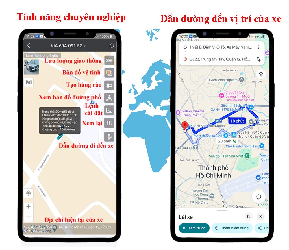 Tính năng định vị chuyên nghiệp và dẫn đường đến vị trí xe của thiết bị R12E 4G