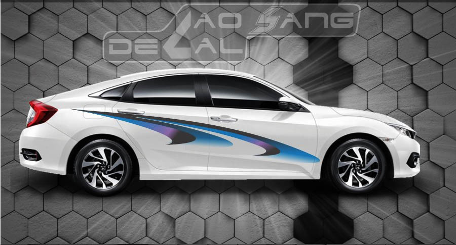 Tem dán sườn xe ô tô với thiết kế đồ họa hiện đại