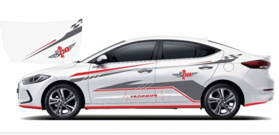 Decal dán sườn xe 4 chỗ họa tiết hình học màu xanh lá và đen