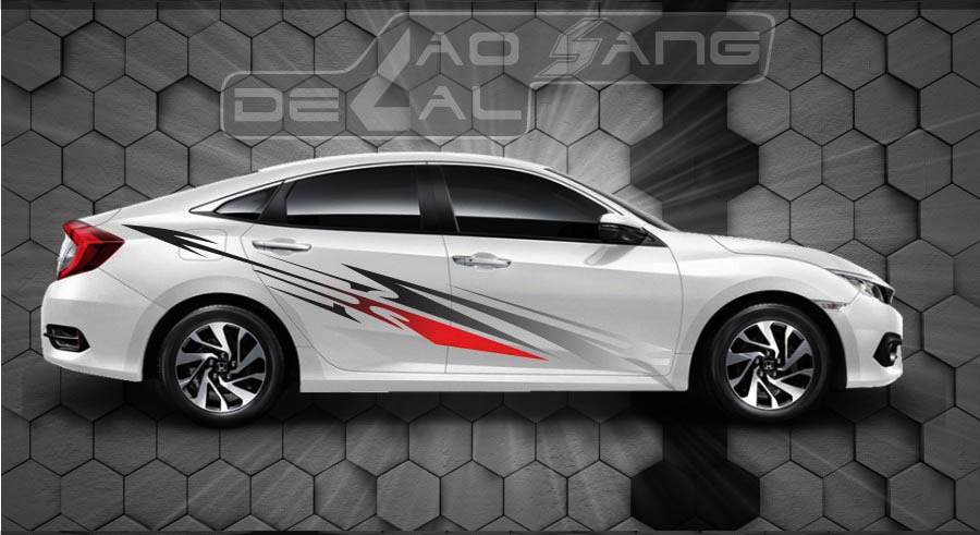 Mẫu tem dán sườn xe ô tô chữ và số lớn