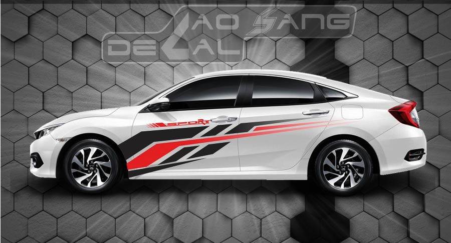Decal dán sườn xe 4 chỗ với hình ảnh trừu tượng