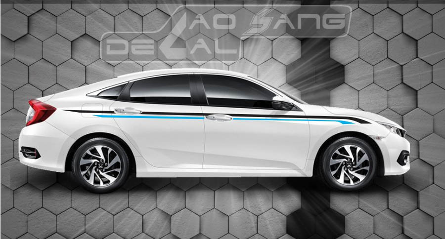 Mẫu tem dán sườn xe ô tô họa tiết dạng vệt sơn màu