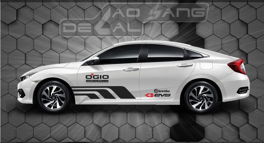 Decal dán sườn xe 4 chỗ họa tiết đồ họa phức tạp