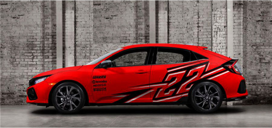 Decal dán sườn xe 4 chỗ phong cách thể thao với chữ