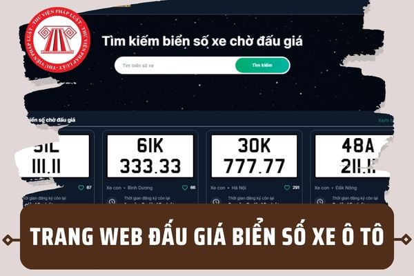 Giao diện chính thức của trang web đấu giá biển số xe ô tô trực tuyến