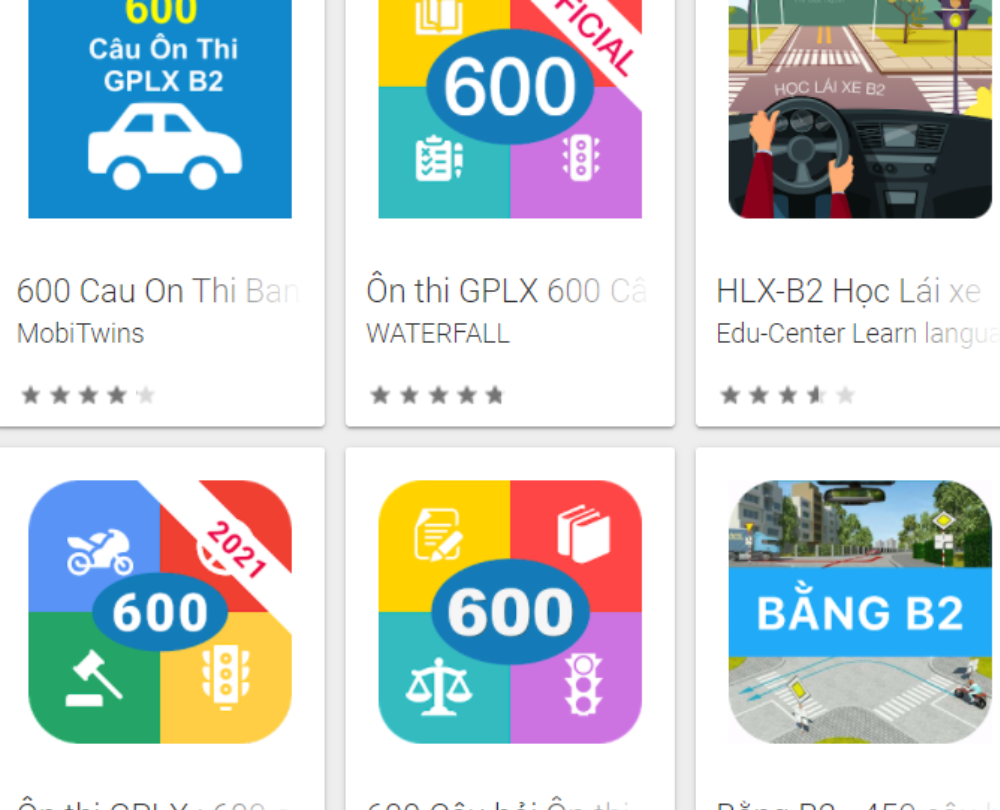 Ứng dụng học lái xe ô tô lý thuyết 600 câu hỏi