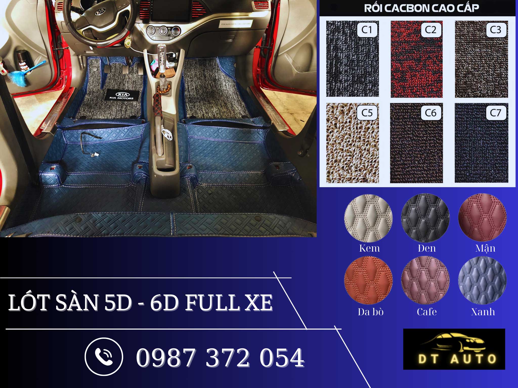 Bọc sàn da 5D 6D xe ô tô tại TP. HCM