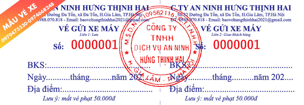 Mẫu vé xe ô tô Hung Thinh Hai