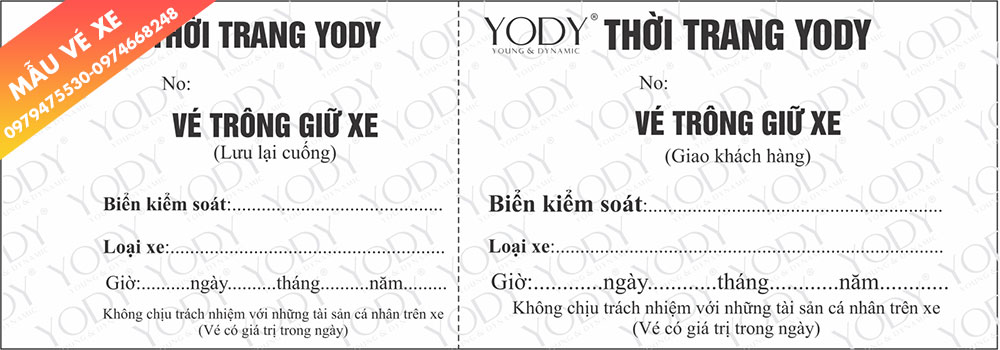 Mẫu vé xe ô tô cho cửa hàng Yody