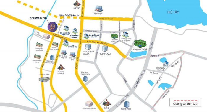 Vị trí chung cư Goldmark City, Hà Nội trên bản đồ