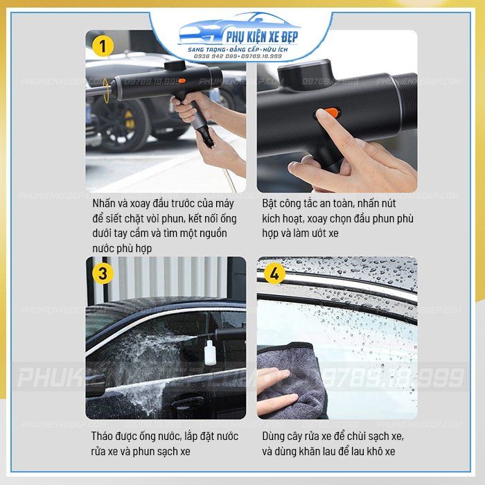 Bộ vòi xịt rửa xe ô tô Baseus kèm phụ kiện
