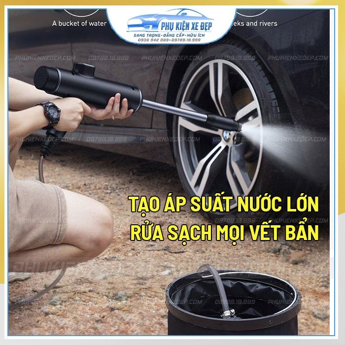 Vòi xịt rửa xe ô tô Baseus với pin sạc