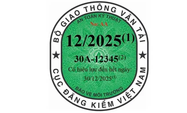 Tem đăng kiểm xe ô tô màu xanh lá cây cho xe năng lượng sạch