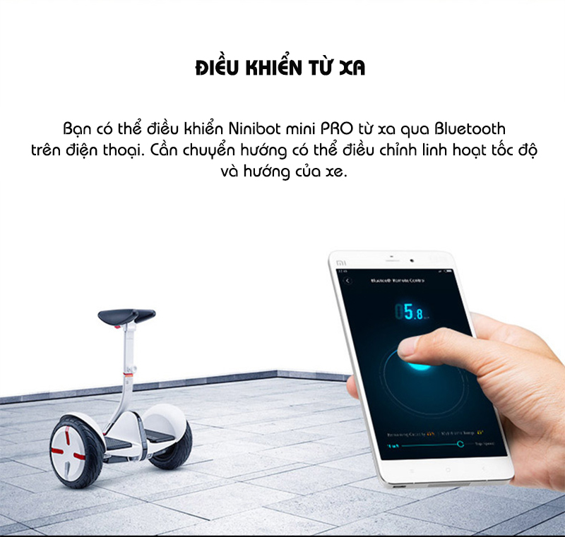 Cận cảnh tay cầm điều hướng có thể điều chỉnh của Ninebot Mini PRO.