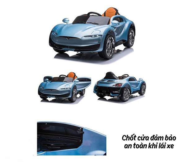 Dây đai an toàn và chốt cửa xe ô tô màu xanh cho bé
