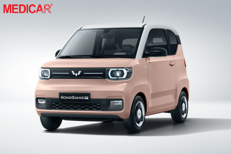 Chiếc xe điện mini Wuling Hongguang Mini EV màu hồng dễ thương