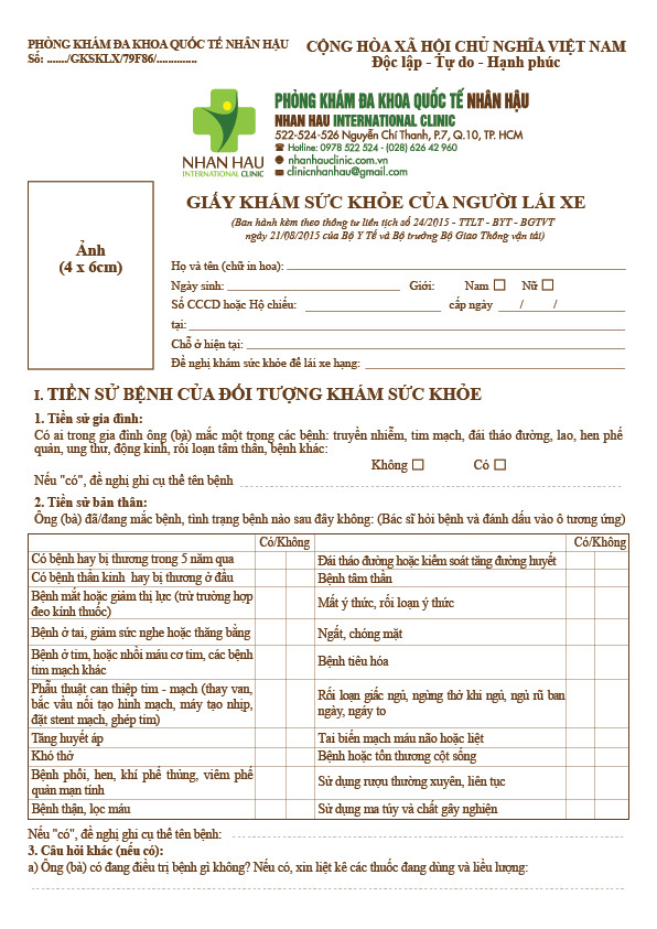 Phiếu Khám Sức Khỏe Lấy Bằng Xe Ô Tô: Hướng Dẫn Chi Tiết A-Z