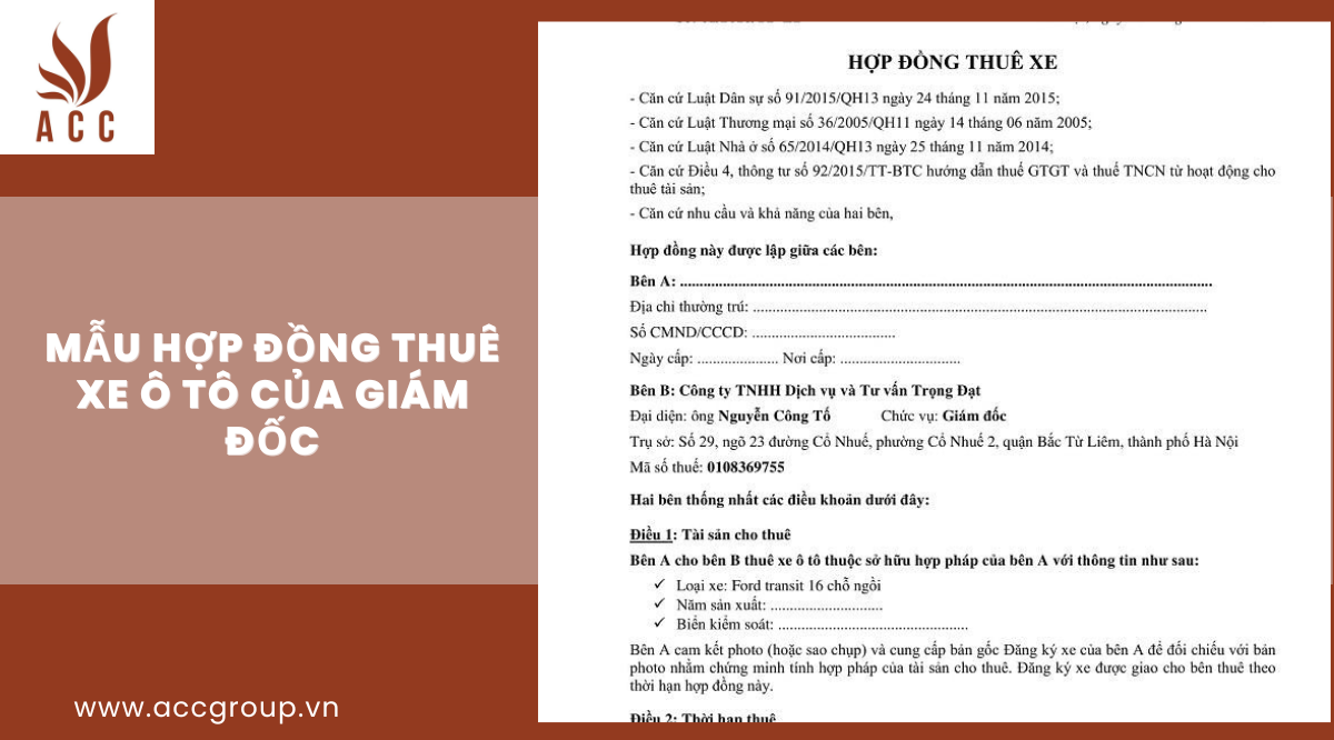 Thủ tục thuê xe ô tô giám đốc công ty: Hướng dẫn chi tiết