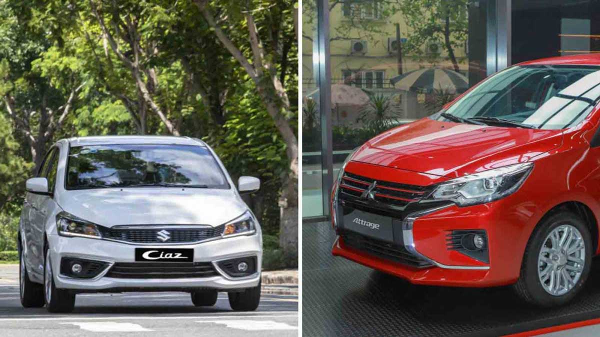 So sánh xe ô tô Suzuki Ciaz và Mitsubishi Attrage chi tiết