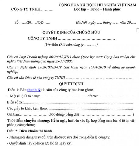 Điều kiện thanh lý xe ô tô trong doanh nghiệp và quy trình pháp lý