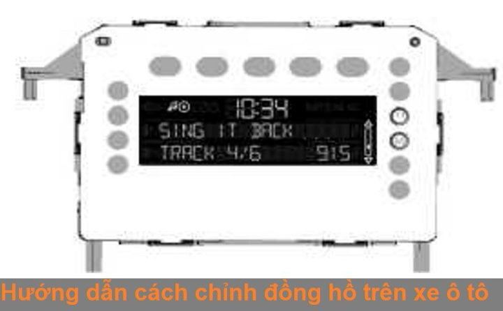 Thao tác chỉnh đồng hồ xe ô tô thông qua màn hình điều khiển trung tâm để cài đặt thông số chính xác.