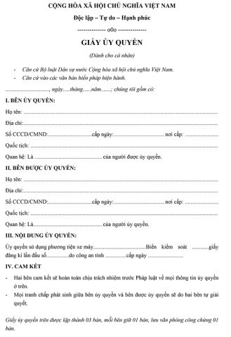 Giấy Ủy Quyền Rút Hồ Sơ Xe Ô Tô: Hướng Dẫn Chi Tiết A-Z